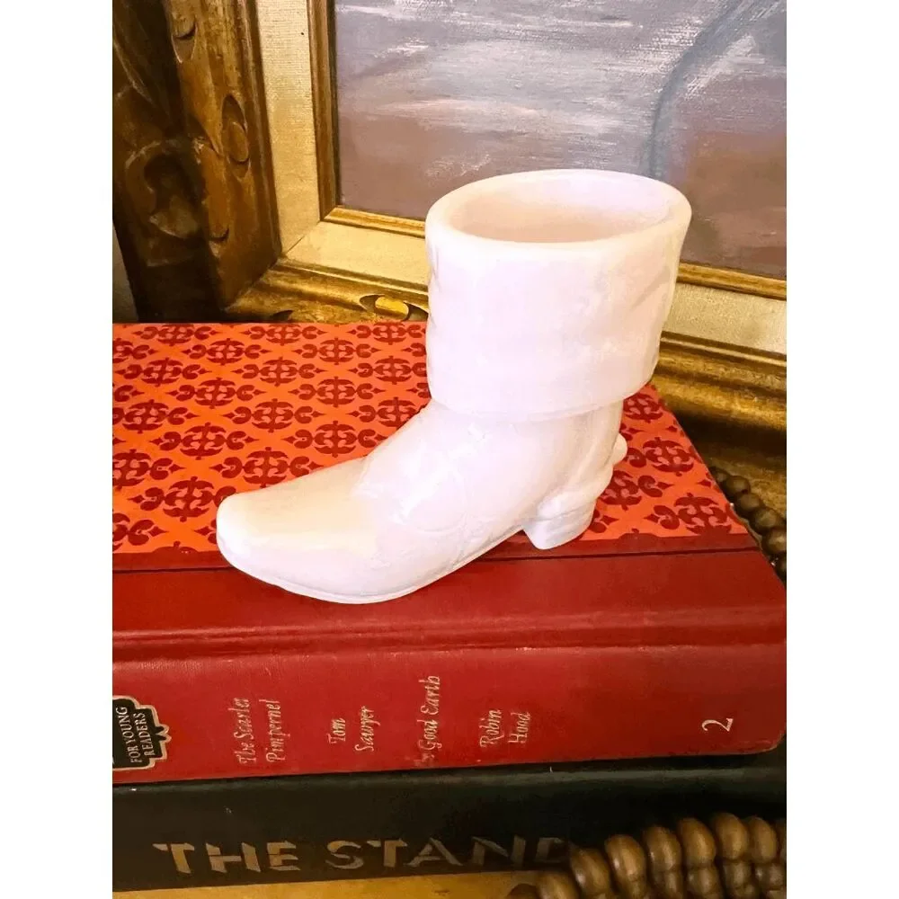 Mosser Tuscon Pink Glass Cowboy Boot Shot Glass 1.25 oz Western Barware 3 Inch N